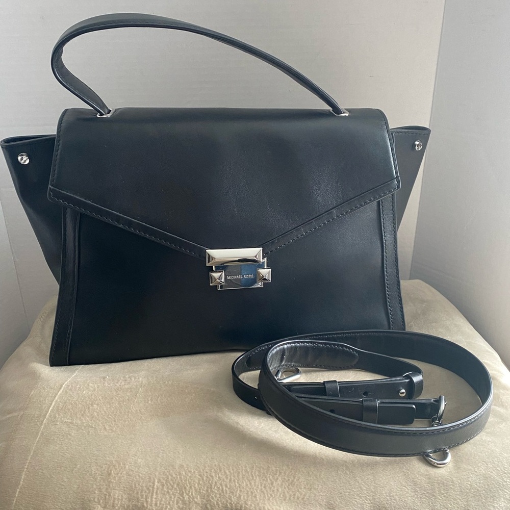 Michael Kors Black Leather Top-Handle Crossbody Satchel